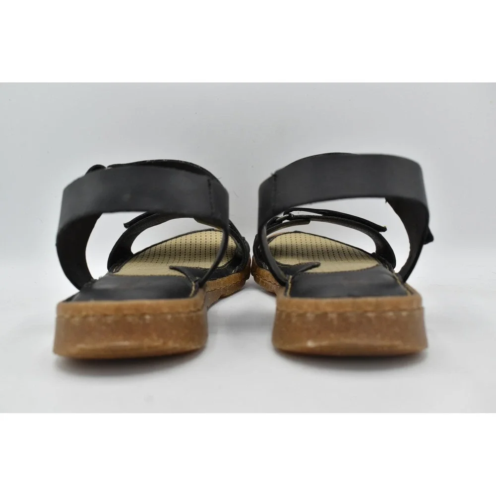 Born Womens Size 10 Tabra Black Full Grain Leather Strappy Flats Sandals Shoes